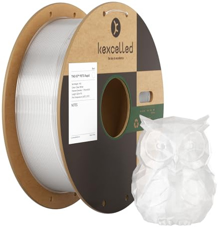 kexcelled Rapid PETG HS 3D Druck Filament, 1kg 1,75mm +/- 0,03mm, Klar Weiß | Hohe Geschwindigkeit,300mm/s Stabiler Druck, Chemische Beständigkeit, für die Meisten FDM 3D Drucker
