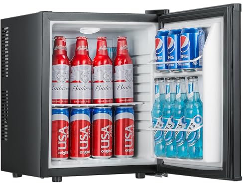 Sirge Mini Frigo Bar NERO SILENZIOSO senza compressore Frigorifero [ 380(L) x 385(P) x 470 (H) mm] - IDEALE PER HOTEL, Frigo da Camera (25 Litri)