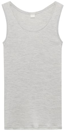 Dilling Damen Unterhemd aus 100% Bio-Merinowolle – 4x2 Rippenstrick, Mulesingfrei & Atmungsaktiv – Weiches Tanktop für Alltag & Freizeit - Hellgrau meliert 46