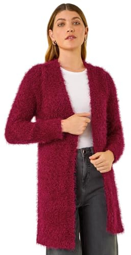 Roman Women Fluffy Cardigan Ladies Winter Cardi Longline Edge to Edge Ombre Coatigan Casual Sparkly Glittery Jacket Knitwear Knitted Autumn Fleecy Cosy Soft Coats