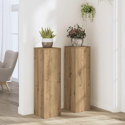 Mokuyary Pflanzenständer 2 STK. Artisan-Eiche 25x25x80 cm Holzwerkstoff Pflanzenregal, Blumenregal Indoor/Outdoor, Blumenständer für Garten Wohnzimmer Balkon