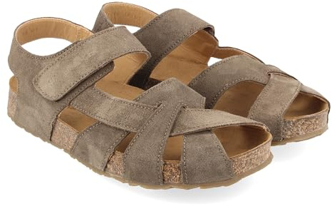 HAFLINGER Bio Norma Leder Pantolette Sandale mit Klettverschluss und Korkfußbett Unisex