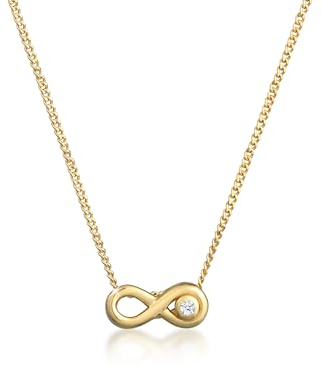 Elli DIAMONDS Halskette Damen Infinity Ewig mit Diamant (0.015 ct.) in 585 Gelbgold