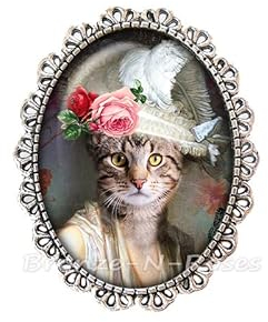 Broche épingle Lady cat bijou fantaisie chat kitch verre cadeau bijou anniversaire