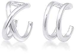 Elli Earcuff Set Silber 925 Ohrmanschette Damen Ohrringe für Frauen Ohrklemme Wickelohrring Durchmesser 7mm Helix 0301963018