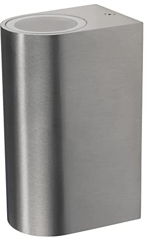 ChiliTec Wandleuchte Aussen - IP44 Außenwandleuchte mit 2x GU10 Fassung Wandlampe Beleuchtung für Haus, Garten, Hof, Weg Edelstahl poliert