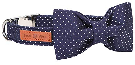 Lionet Paws Hundehalsband mit Fliege, Langlebiges Bequemes Baumwolle Halsband mit Metall-Klickverschluss für Hunde und Katzen, Hals 20-30cm