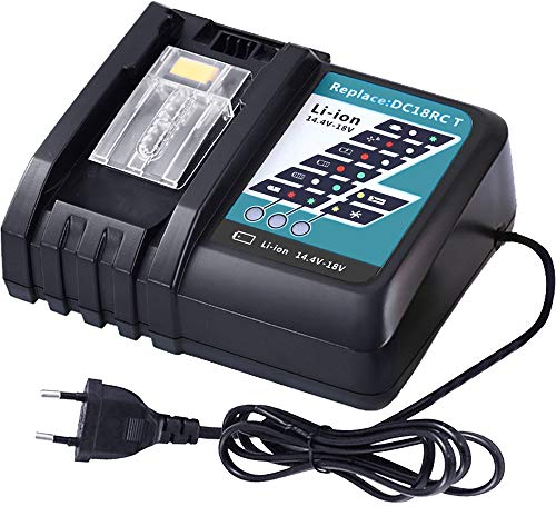DOSCTT 7A Schnellladegerät DC18RCT DC18RC Ersatz Ladegerät für Makita 14,4 V-18 V Akku BL1850B BL1830 BL1840 BL1850 BL1860 BL1430 BL1440 BL1450 mit LED-Anzeige
