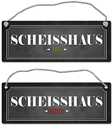 Scheißhaus frei oder besetzt Wendeschild mit Kordel Toilette Toilettentür Klo WC