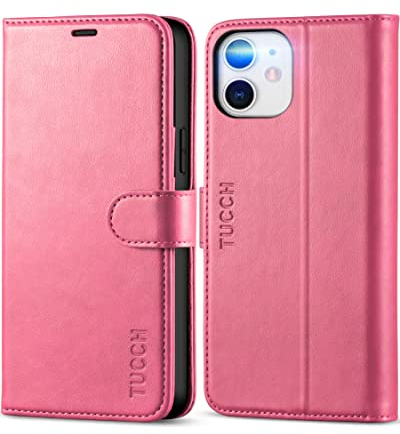 TUCCH Hülle für iPhone 12 Pro, Handytasche, TPU Schutzhülle iPhone 12, Stoßfeste Handyhülle mit [Aufstellfunktion] [Kartenfächern] [Magnet] Kompatibel Etui für iPhone 12/12 Pro (6,1 Zoll) Rosa