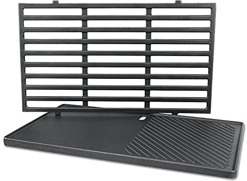 7637 Grillroste und Grillplatte für Weber Spirit I & II 200 Serie - E210 E220 S210 S220 mit Frontsteuerknöpfen, Kochgrillroste umkehrbare Grillplatte, 44,5 cm, 2er Pack