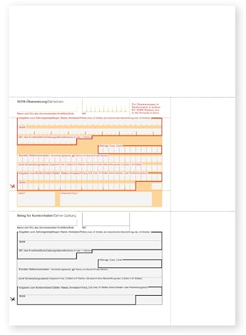Litfax – SEPA Überweisung Zahlschein für WinBankformular, Format: DIN A4, Quittungs-Talon links, 1-fach ohne Durchschlag (1000 Stück)
