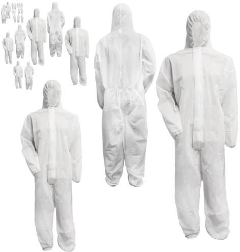 Bohrfux - 10 Stück PP Einweganzug Schutzanzug Einweg Overall Maleranzug 40g/m² Gr. L-XXXL (wählbar) Einwegoveralls Polypropylen Schutzoverall (L)
