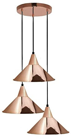 DC Voltage Vintage 3 Lights Industrial Retro Pendant Lights Fitting Rose Gold Metal E27 BaseCeiling Hanging Light Fixtures for Dining Room Hallway Kitchen