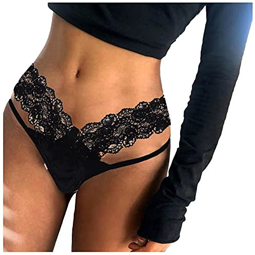 Ronony Tangas Damen Sexy Spitze Strings Unterhose Reizwäsche Slip Im Schritt Offen des Damenslips Mehrpack Taillenslip Unterhosen Spitze Damen Höschen Thong Slip Sexy Und Bequem Durchsichtig Dessous