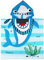 Rayson Serviette de Plage Enfant Poncho de Bain à Capuche Serviette Douce et Super Absorbante Cape Enfant Piscine Vacances(Requin à Rayures Bleues)