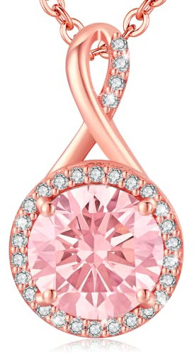 LAVUMO Collier Femme Argent Or Rose Halo Pendentif Argent Sterling Bijoux Cadeau pour Femme,Maman,copine à Noel, Anniversaire Saint Valentin avec Coffret Cadeau