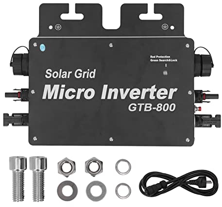 Onduleur Solaire Micro Onduleur 800W 30A Contrôle WIFI Contrôleur D'Onduleur Solaire Identification Automatique DC à AC Onduleur Solaire 120 230V IP65 Étanche Onduleur Solaire Onduleur de(Le noir)