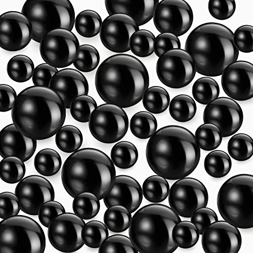 TYEQWT Schwimmende Perlen, 150Pcs Kunstperlen, Floating Pearls, Schwimmende Perlen für Vasenfüller, Perlen Ohne Loch, Kunststoffperlen für Vasen DIY-Basteln Karneval Fasching Deko,8/14/20mm (Schwarz)