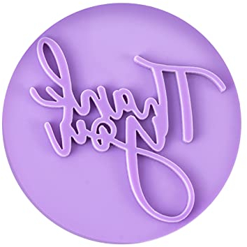 AWAVM Purple Round Cookie Mould - Thank You & Party Cookie Decorating Tool, Embossed DIY Baking Tool for Thanksgiving