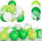 30Pcs Palloncini Verdi, 12 Pollici Verdi Confetti Palloncini, Lattice Elio Scuro Verde Chiaro e Bianco Palloncini con Nastroper Compleanno Matrimonio Bambini Baby Shower Feste Decorazioni