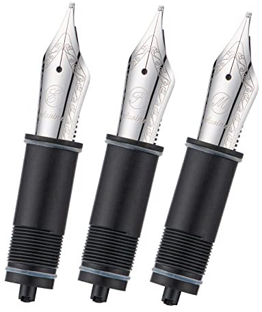 Asvine Ersatzfedern für Füllfederhalter, silberfarben, Nr. 6 EF/F/M, Feder V169, P20, P30 und V126, 3 Stück