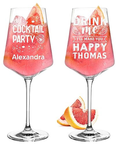 polar-effekt Leonardo Puccini Sarti Aperitif Gläser 560 ml mit Gravur - Geschenke für Papa und Mama - mit Namen graviert - das Trinkglas für Genießer - ideal für Aperol und Wein - das Frauengeschenk