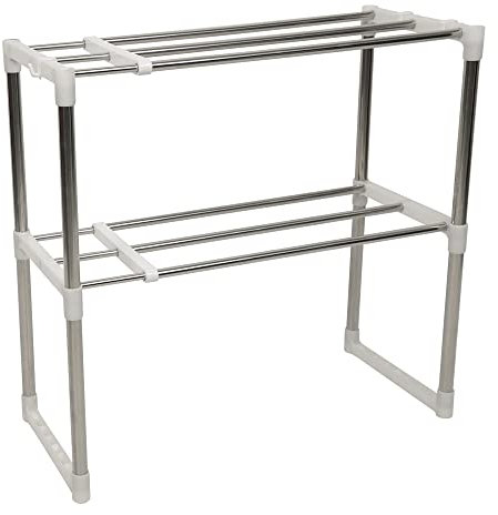MAYMA 2 Couches Support de Extensible,Etagere de rangemnet,Étagère de Four à Micro-Ondes en Acier INOX,Étagère Four à Rangement Organisateur pour Salle de Bain Cuisine