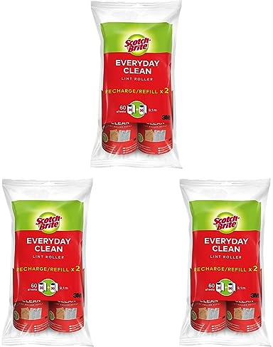 Scotch-Brite Ersatzrolle, 6er Pack à 30 Blatt, Nachfüllrolle für den Scotch-Brite Everyday Clean Fusselroller - Ideal für Kleidung, Hosen, Möbel und mehr