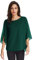 GRACE KARIN Ladies Elegant Loose Chiffon Blouse 3/4 Sleeves Tops Crew Neck T-Shirt for Summer Dark Green XL