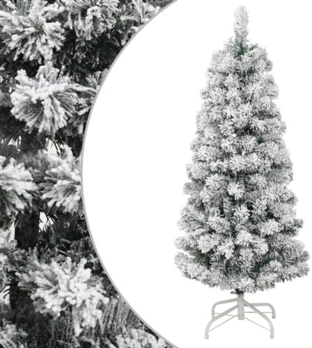 vidaXL Künstlicher Weihnachtsbaum, Christbaum mit weißem Kunstschnee bedeckt, Weihnachtsdekoration mit stabilem Ständer, Tannenbaum klappbarer Weihnachtsbaum