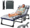 Meulbaty Foldable Sun Lounger with Adjustable Backrest, Cushion, Headrest, and Side Pocket –190x68x28cm Perfect for Garden, Pool, Beach, Camping, or as a Temporary Guest Bed