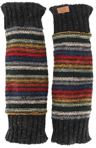 GURU SHOP Wollstulpen aus Nepal, Beinstulpen Gestreift - Schwarz/bunt, Herren/Damen, Synthetisch