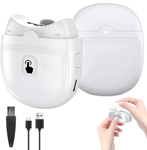 Electric Nail Clippers Cutter, 2025 New 2 in 1 Fingernail Clipper with Nail Scraps Storage, Light, USB Rechargeable Safety Finger Nail Trimmer for Adult Seniors Baby (White)