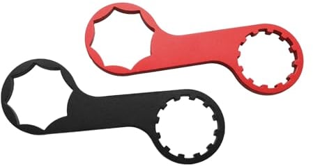 2pcs Bike Fork Wrench Tool 8T 12T Mountain Bike Wrench Front Fork Cap Wrench Bicycle Double Head Front Fork Wrench Compatible with XCR XCT XCM RST Black Red