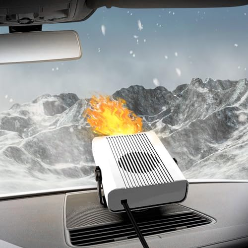 Auto Heizung 12V 150W Auto Heizungen Torcarvh Heizgebläse Defroster Kühlgebläse Auto Defogger Plug in Zigarettenanzünder mit Sockel für Auto SUV LKW Wohnmobil Anhänger (weiß 12V)