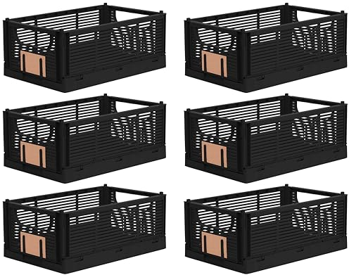 Brandsseller Faltbare Klappbox S 6er Set stabiler Einkaufskorb stapelbarer Transportkorb Aufbewahrungskiste - Schwarz