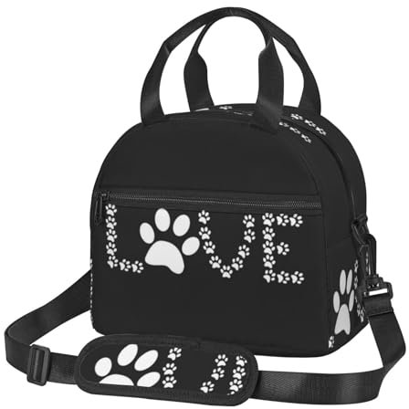 OPSREY Wiederverwendbare Lunchtasche mit Hundepfoten-Aufdruck, tragbare Lunch-Tasche