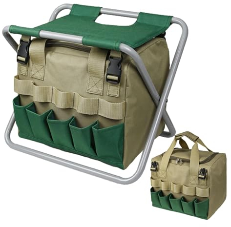 Klappbarer Gartenhocker, Klapphocker für die Gartenarbeit,Outdoor-Hocker mit Abnehmbarer Werkzeugtasche - Tragbarer Hocker für Outdoor, Camping, Gärtner