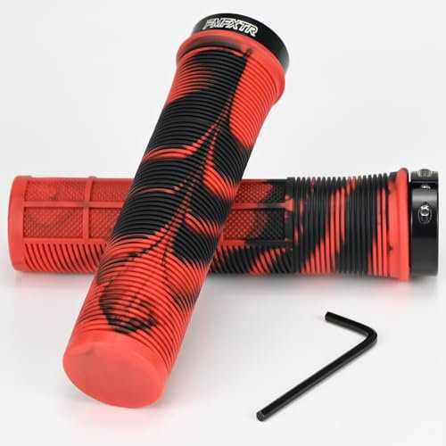 1 Paar Bike Lenker Griffe,Fahrradgriffe,rutschfeste Gummi Fahrrad Griff Griff mit Aluminium Lock,22mm Dämpfung Bike Handgriff,Ergonomisch Griffe Fahrradzubehör für Fahrrad MTB BMX (Rot)