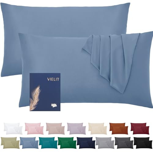 Vielit Kissenbezug 40x60 - Weiches Mikrofaser Kissen 2er Set - Blau - ko-Zertifikat - Hypoallergen