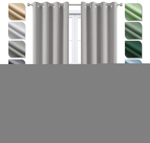 Verdunklungs Vorhänge mit ösen 1er Set100×100cm(HXB) , Thermovorhang KäLteschutz, Schallschutz Vorhang, Vorhänge Lichtundurchlässige, Raumteiler Vorhang, für Schlafzimmer Wohnzimmer Hellgrau