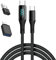 USB C to USB C Charger Cable 100W USB Type-C Cable with LED Display PD Fast Charging Cable with 2 Type C Adapters for lPhone 15/15 Pro/15 Plus/15 Pro Max,lPad Air,MacBook Pro,Galaxy S23/S22 (2M Black)