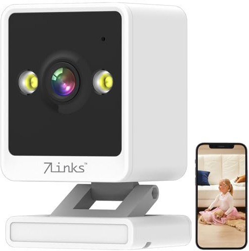 7links Mini-IP-Kamera, 2K, farbige & IR-Nachtsicht, microSD-Slot, 360°-Halter