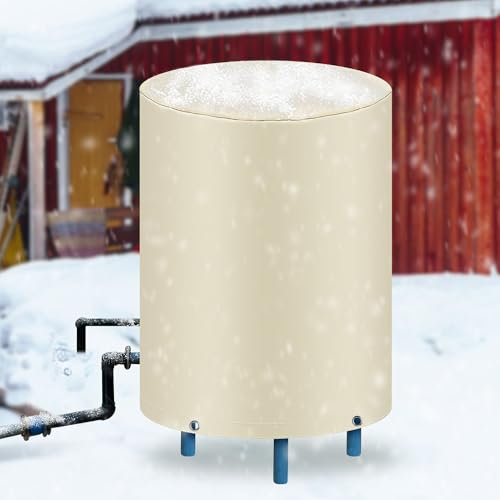 Nkiy Quen 3-Layer Round Water Pressure Tank Cover-34H x24Dia Insulated Well Pump Cover-600D Well Pressure Tank Cover for Winter Protection Outdoor Yard Freeze Proof