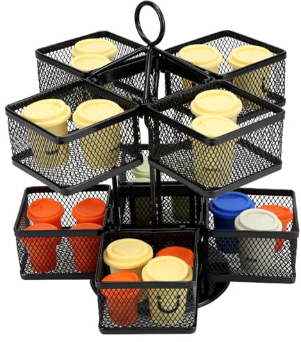 QWORK® Metall Teebeutelhalter, Drehbare Teebox für bis zu 96 Teebeutel