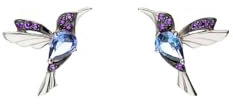 Einzelstück® Paradise Bird Ohrstecker I 925 Sterling Silber Ohrringe im Vogel Design I 14K Gold & Rosegold I Handmade mit Zirkonia Steinen I Allergikerfreundlicher Echtschmuck (Silber)