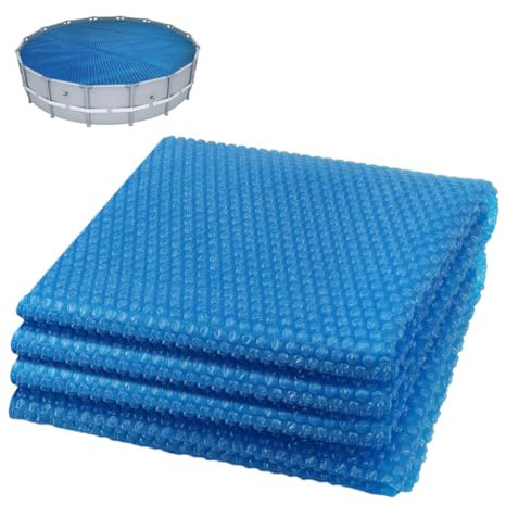 VOUNOT® Cubierta Solar Piscina Redonda Ø457cm, Manta Térmica Espesor 120 µm, Cobertor de Verano Isotérmico para Ahorro Energético, Azul