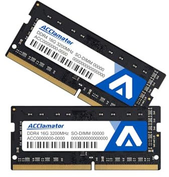 Acclamator DDR4 32GB Kit (2x16GB) 3200MHz (or 2933MHz or 2666MHz) PC4-25600 CL22 1.2V Unbuffered Non-ECC SODIMM 260-Pin Laptop Notebook PC Computer Memory Module Ram Upgrade