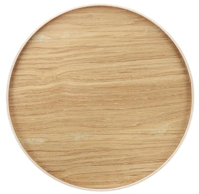 PATIKIL Vassoio da portata rotondo in legno, decorativo, 36 cm, adatto per decorare la casa, cucina, tavolino da caffè, portacandele (marrone chiaro)